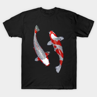 Yin Yang Kuhaku Asagi Koi Vector T-Shirt